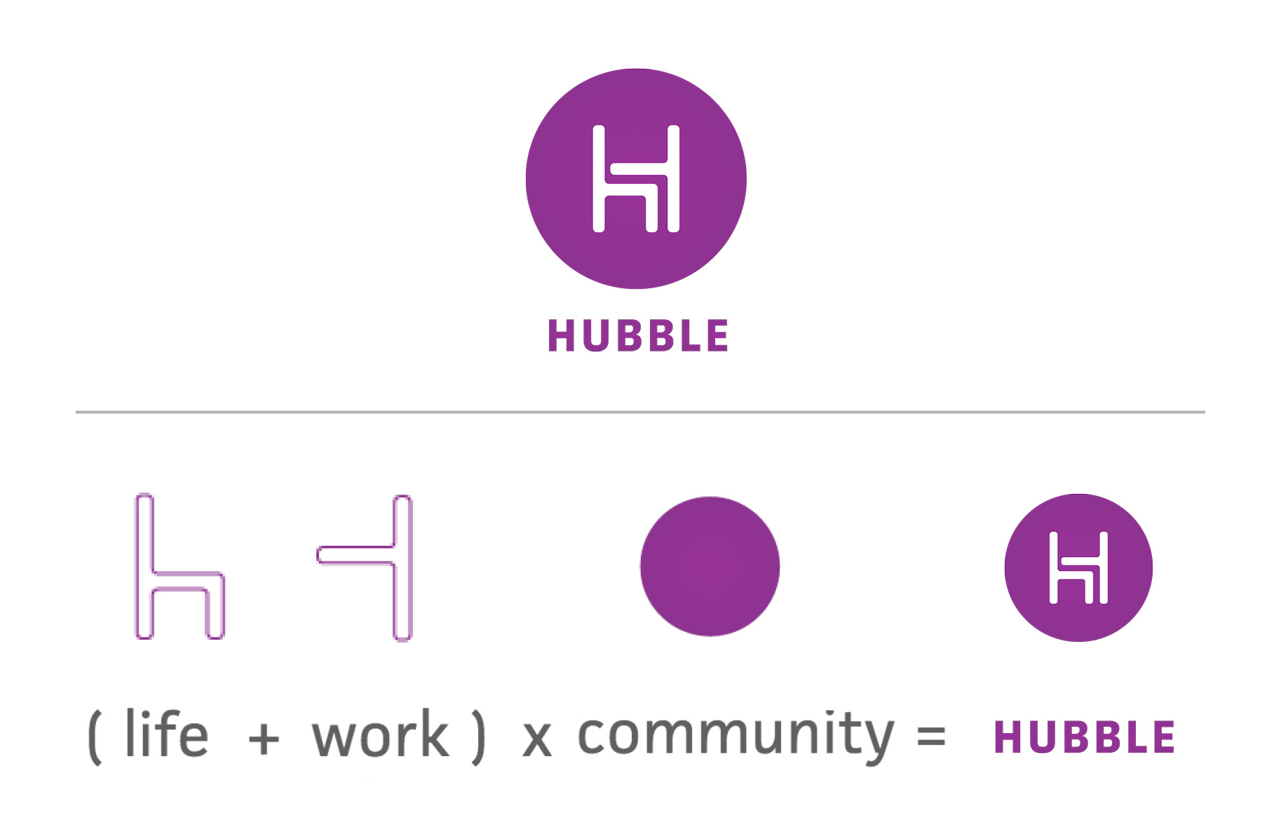 spacious hubble rebrand equation life + work x community